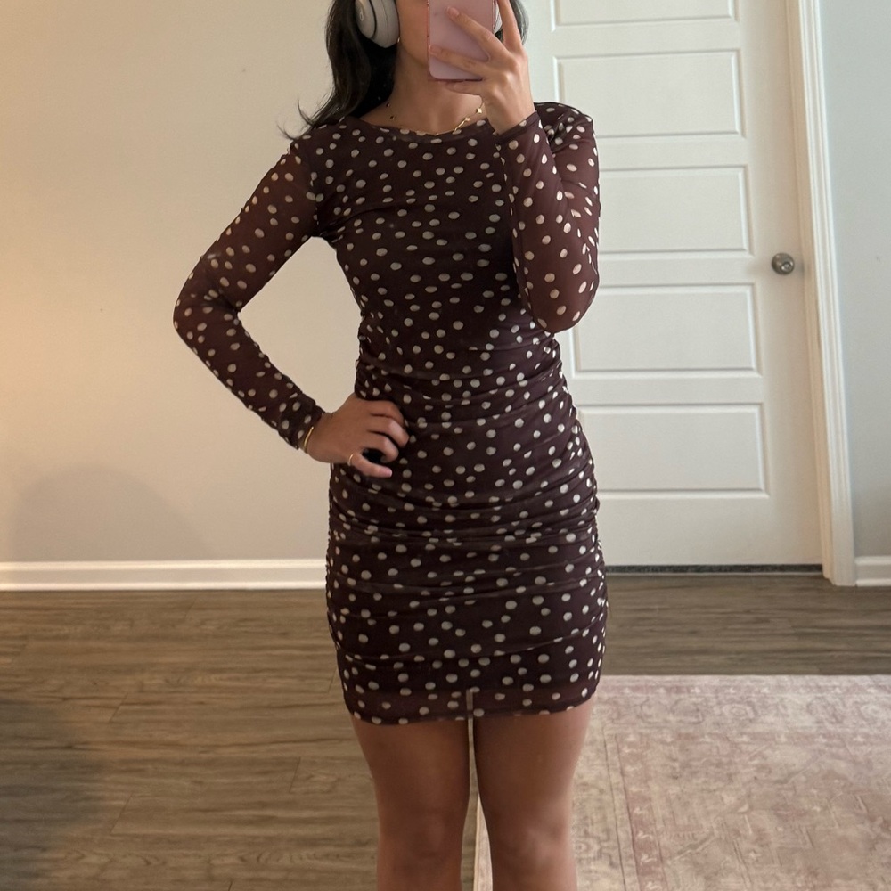 Boutique Brown Polka Dot Dress